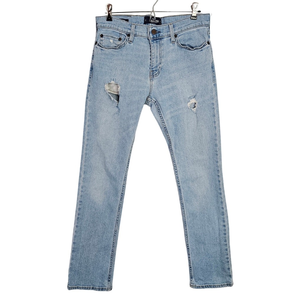 Hollister SlimStraight Epic Flex Distressed Light Blue Denim‎ Jeans Mens 29x32
